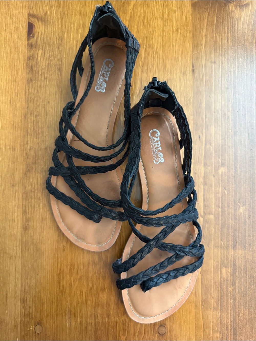 Carlos by Carlos Santana Black Braided Gladiator Sandals 8.5